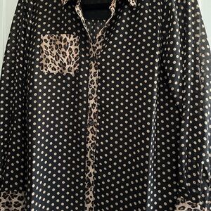 Black and Tan Polka Dot Blouse